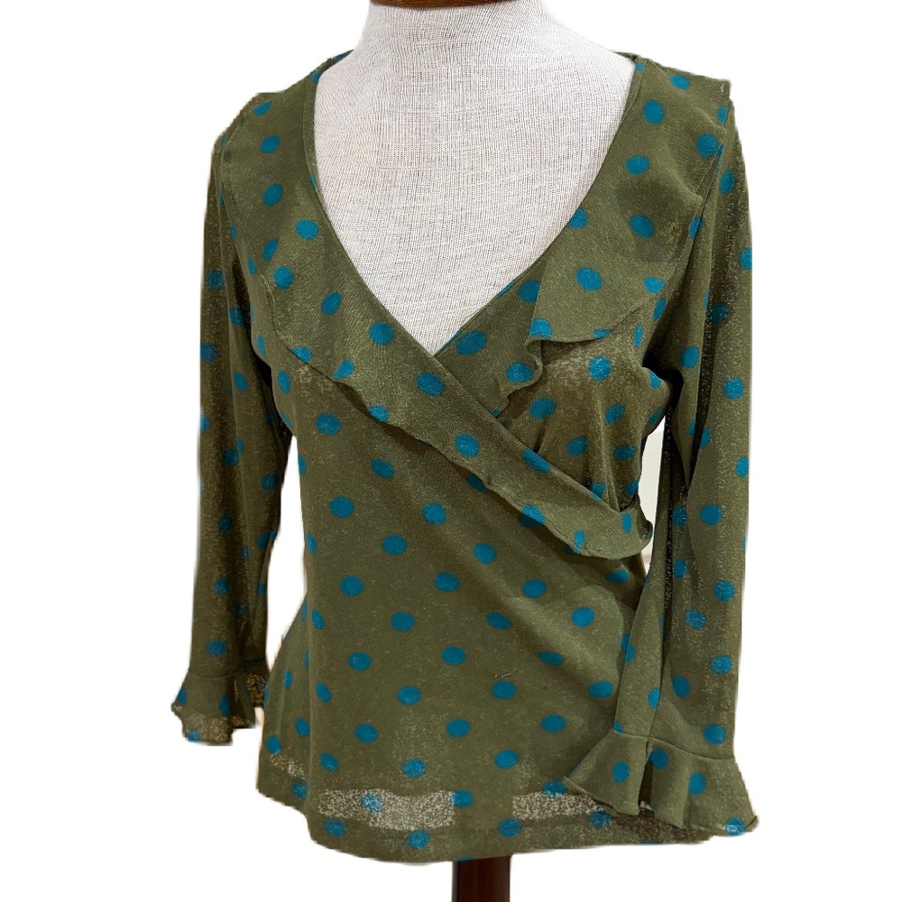 Anthropologie CC Outlaw polka dot wrap top Medium